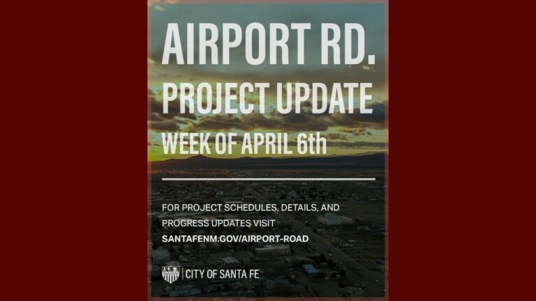 La Ciudad de Santa Fe informó que los trabajos de mejora en Airport Road continúan avanzando, alcanzando aproximadamente un 95% de finalización en la fase de pavimentación, mientras se preparan nuevas labores de señalización vial en los próximos días.