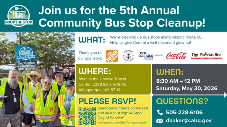 Convocatoria de voluntarios para limpieza de paradas de autobús en Central Avenue en Albuquerque