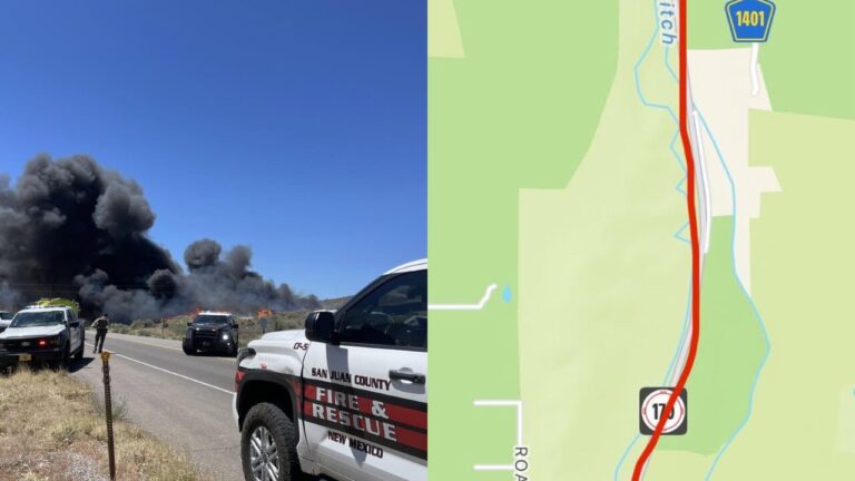 Incendio de maleza obliga al cierre total de la carretera La Plata Highway en el Condado de San Juan