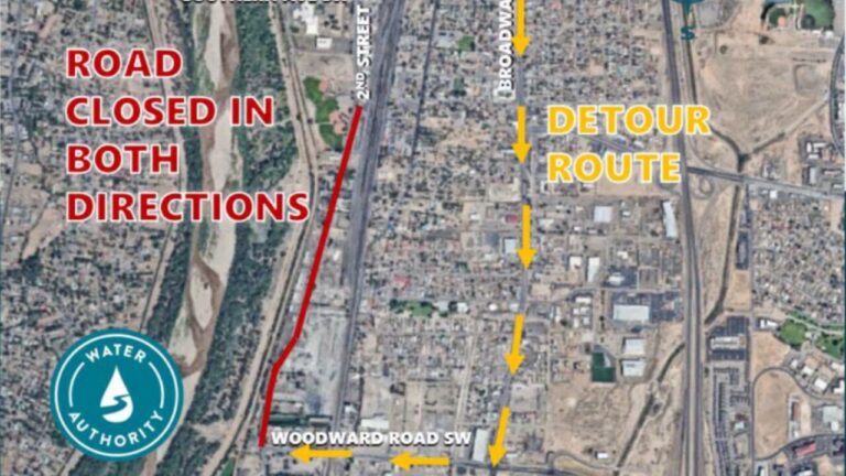 Cierran tramo de la calle 2nd Street en el condado de Bernalillo por reparaciones en red de alcantarillado