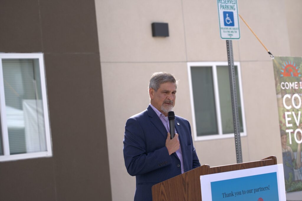 Housing New Mexico Executive Director/CEO Isidoro Hernandez provided remarks at the grand re-opening for the Veranda Housing Community hosted by Albuquerque Housing Authority on Oct. 14, 2026